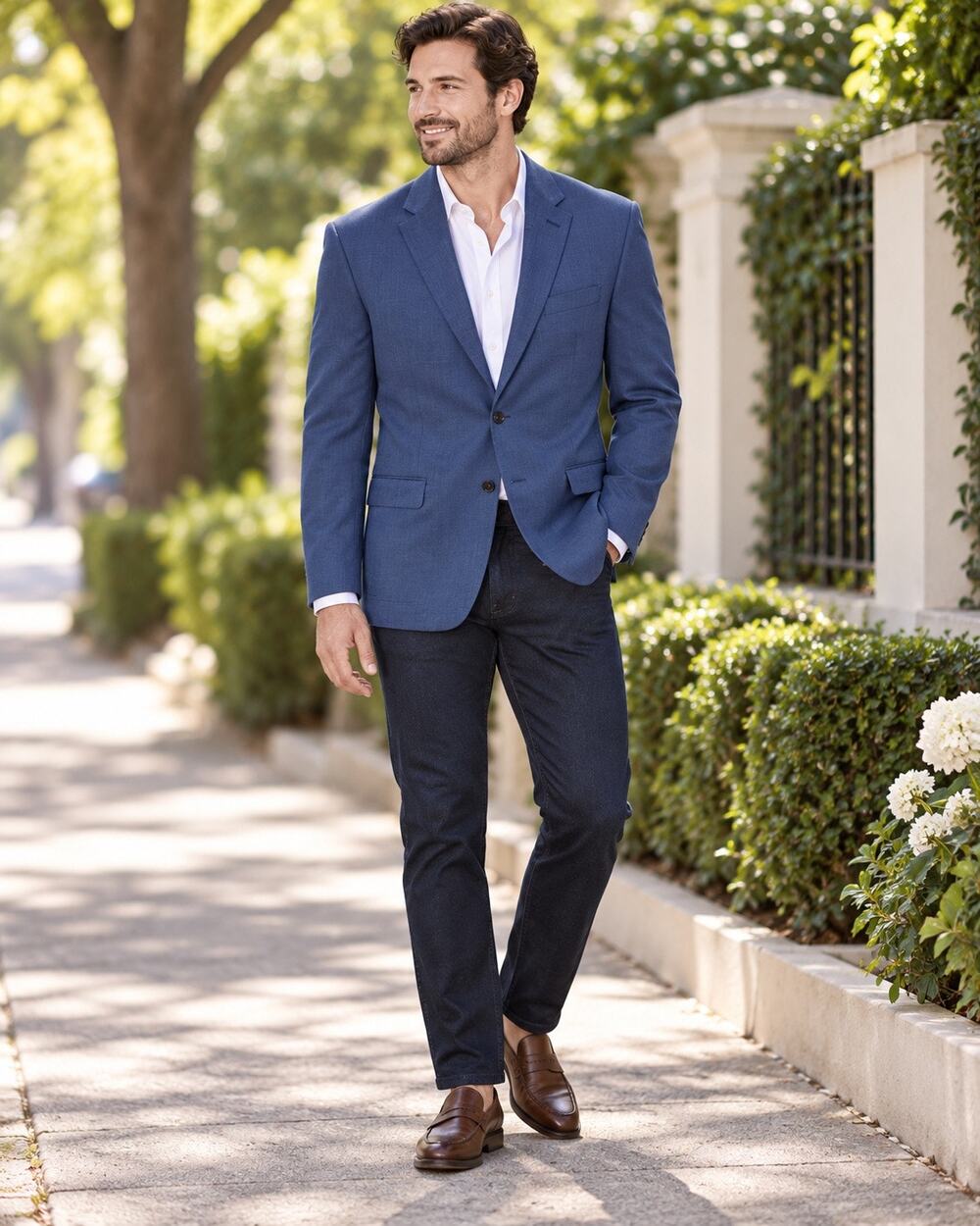 Lauren Ralph Lauren Men's Blue Stretch Wool Sport Coat 44R